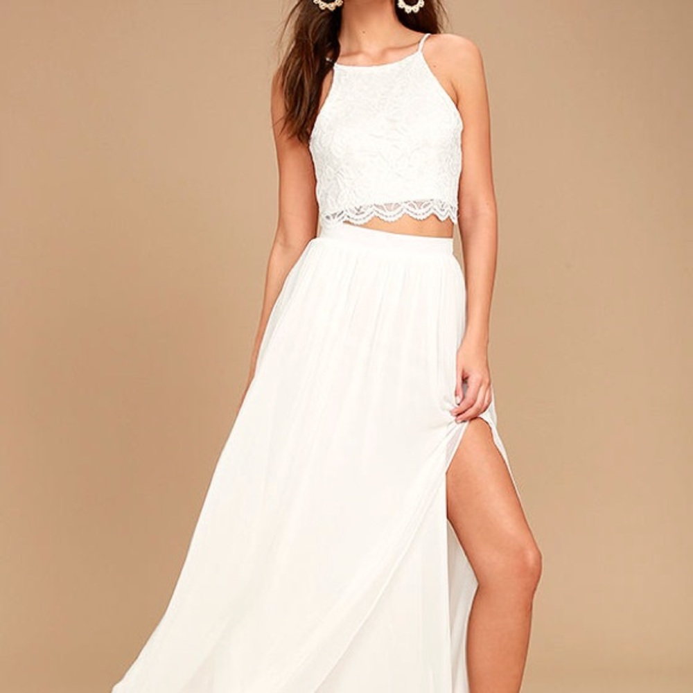 Lulus Two Piece Lace Top Maxi